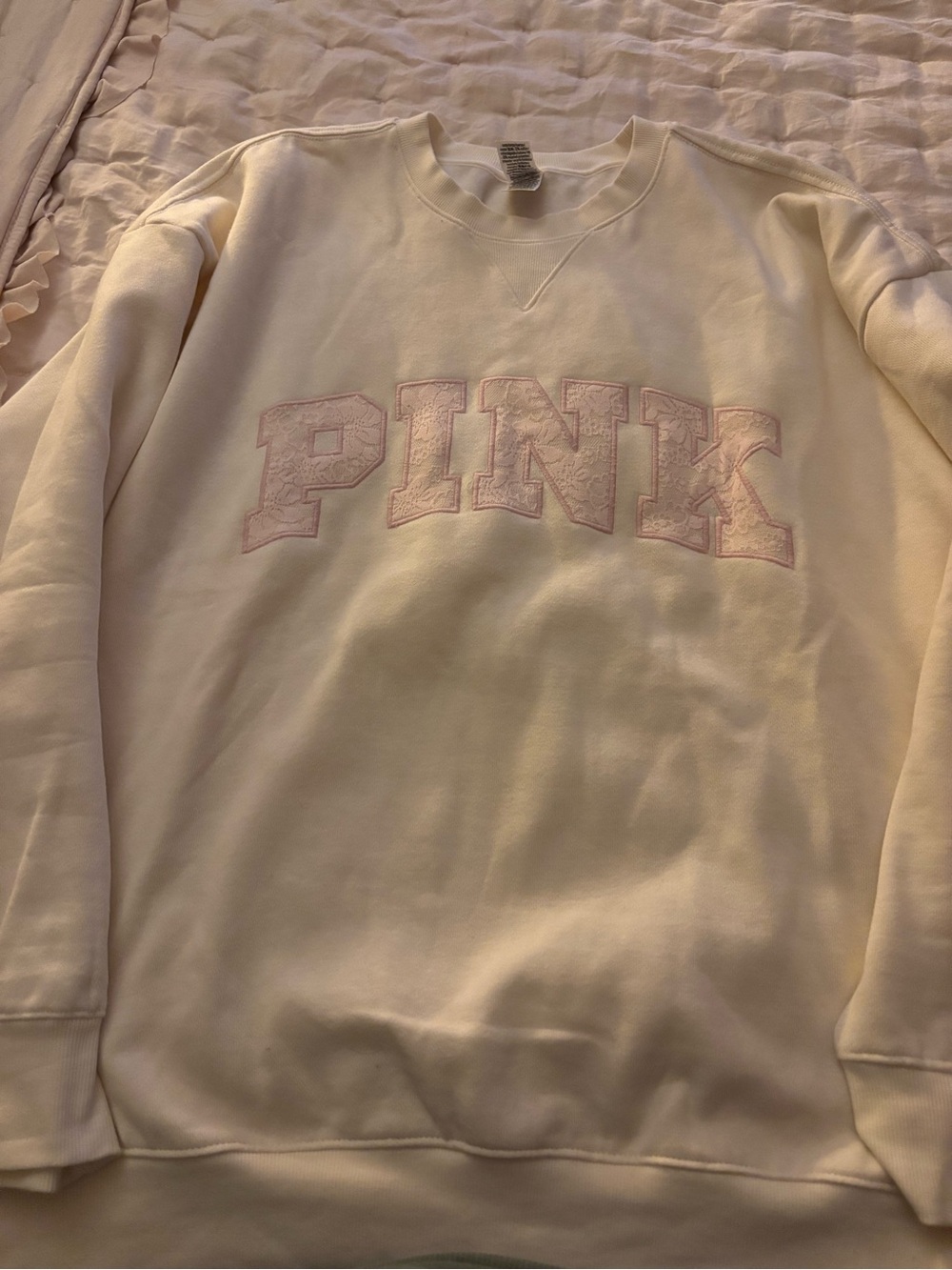 PINK Victoria's Secret Cream Crewneck Sweatshirt
